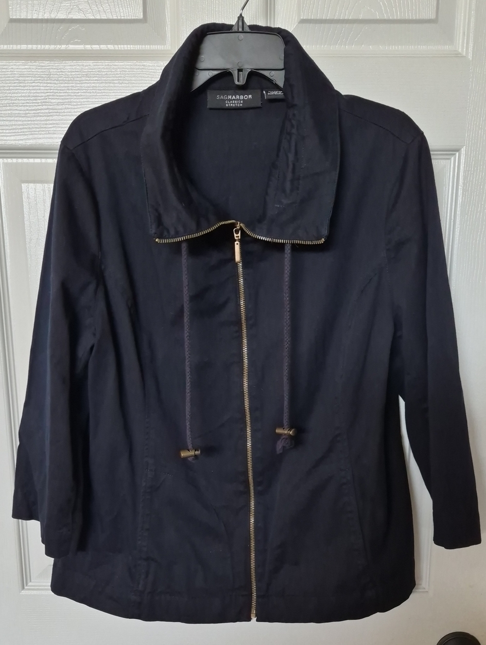 Sag Harbor Navy Utility Zip-Front Lightweight Classic Stretch Jacket Size XL
